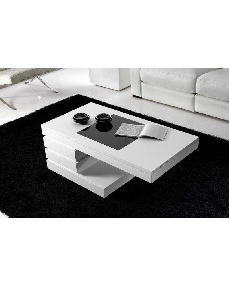 Mesa de centro moderna elevable lacado blanco 194-162 