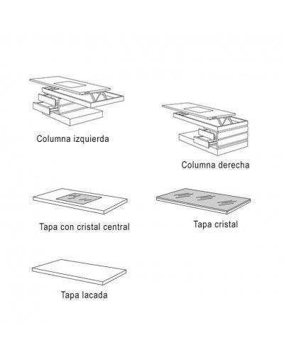 Mesa de centro moderna elevable lacado blanco 194-162 