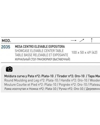 Mesa de centro moderna elevable 194-2035 Gris-Oro 