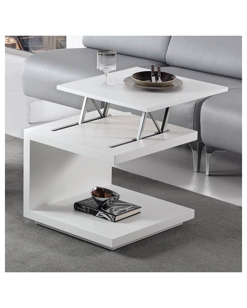 Mesa rincón centro moderna elevable blanco 194-460