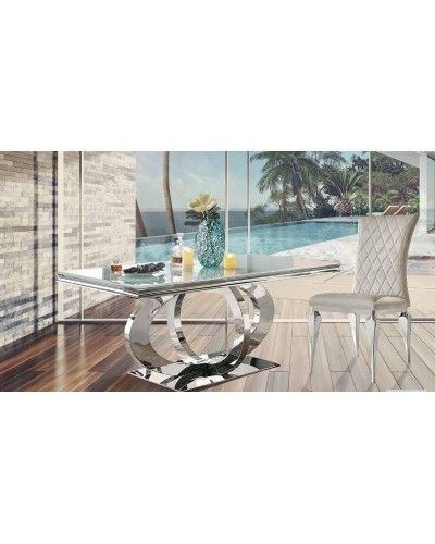 Mesa comedor acero moderna fija cristal 1362-955 