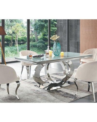 Mesa comedor acero moderna fija cristal 1362-955 
