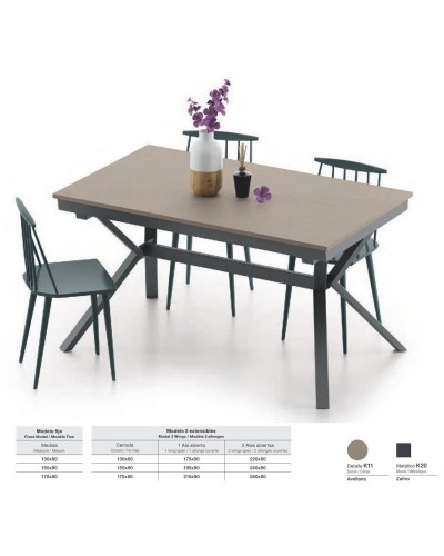 Mesa de comedor moderna 2 extensibles 301-KX1 