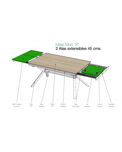 Mesa de comedor moderna 2 extensibles 301-KX1 