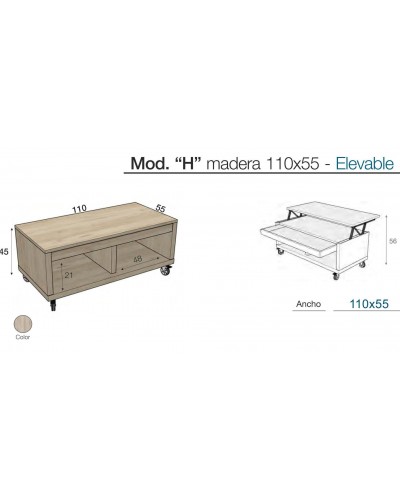 Mesa centro elevable moderna diseño 301-kH1 