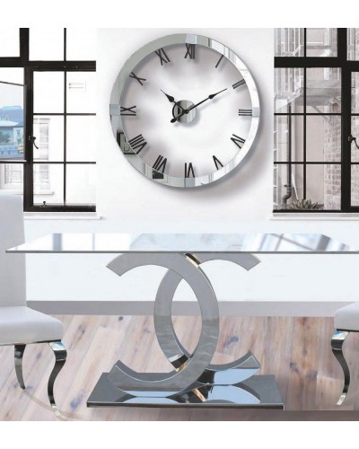 Mesa comedor rectangular acero moderna fija cristal 1362-DT 825 