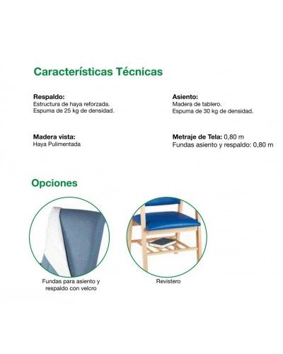 Sillon fijo tapizado y madera moderno 46-01 