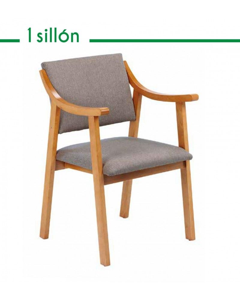 Sillon fijo tapizado y madera moderno 46-01 