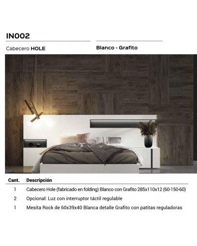 Dormitorio matrimonio moderno lacado o madera 565-NO02 