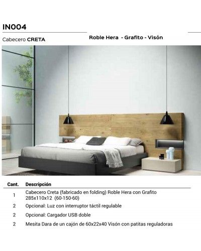 Dormitorio matrimonio moderno lacado o madera 565-NO04 