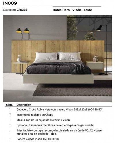 Dormitorio matrimonio moderno lacado o madera 565-NO09 
