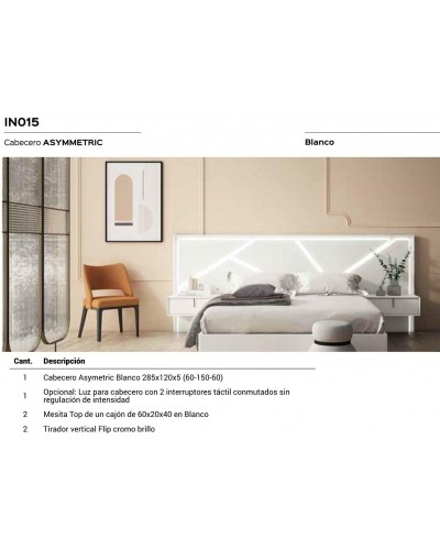 Dormitorio matrimonio moderno lacado o madera 565-NO15 