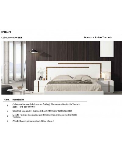 Dormitorio matrimonio moderno lacado o madera 565-NO21 