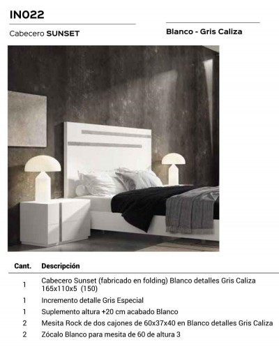 Dormitorio matrimonio moderno lacado o madera 565-NO22 