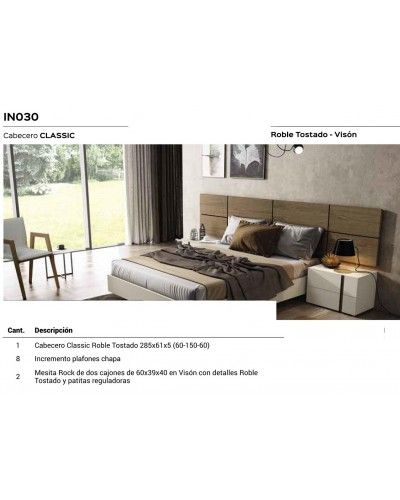 Dormitorio matrimonio moderno lacado o madera 565-NO30 