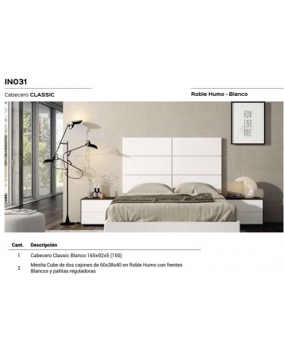 Dormitorio matrimonio moderno lacado o madera 565-NO31 