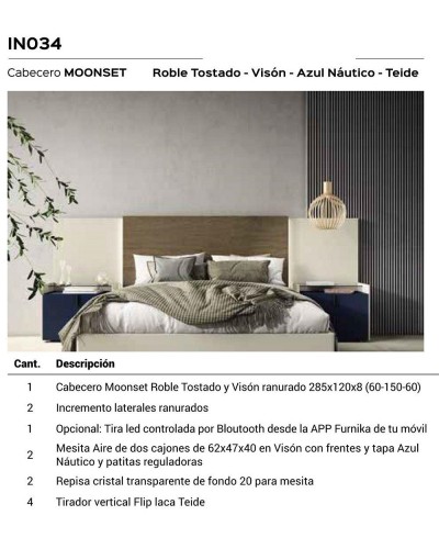 Dormitorio matrimonio moderno lacado o madera 565-NO34 