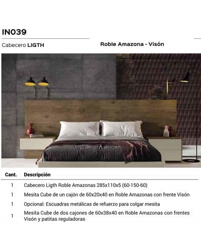 Dormitorio matrimonio moderno lacado o madera 565-NO39 