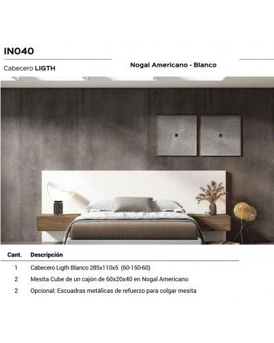 Dormitorio matrimonio moderno lacado o madera 565-NO40 