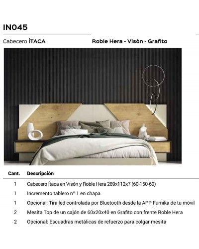 Dormitorio matrimonio moderno lacado o madera 565-NO45 