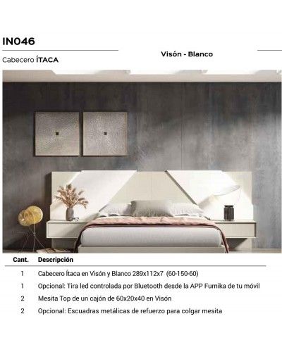 Dormitorio matrimonio moderno lacado o madera 565-NO46 