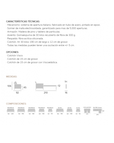 Sofá cama moderno Grey - Francés Bañon