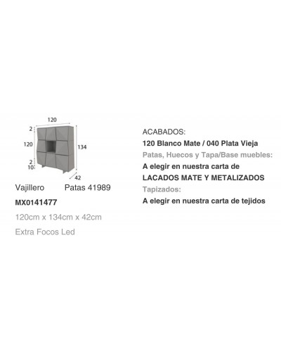 Mueble vitrina vajillero moderno diseño lacado alta calidad 397-MXV01