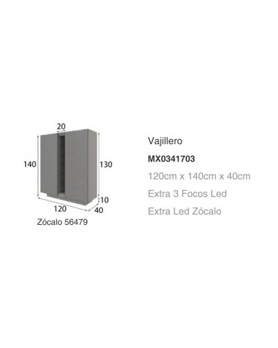 Mueble vitrina vajillero moderno diseño lacado alta calidad 397-MXV03