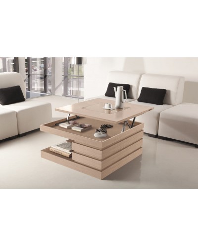 Mesa de centro moderna elevable madera 164 - Disemobel