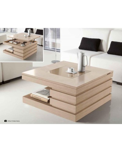 Mesa de centro moderna elevable madera 164 - Disemobel