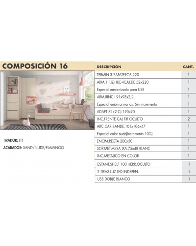 Dormitorio juvenil moderno beladur AD16 - Lanmobel