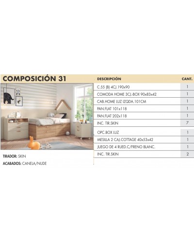 Dormitorio juvenil moderno beladur AD31 - Lanmobel