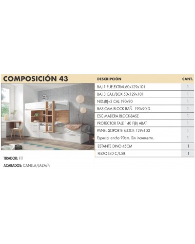 Dormitorio juvenil moderno beladur AD43 - Lanmobel