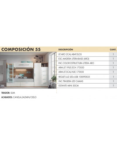 Dormitorio juvenil moderno beladur AD55 - Lanmobel
