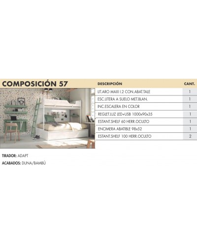 Dormitorio juvenil moderno beladur AD57 - Lanmobel