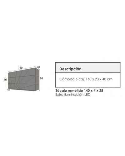 Cómoda con espejo moderna lacado 397-GD18 a