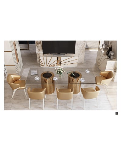 Mesa de comedor moderna lacado y cristal 397-GD01
