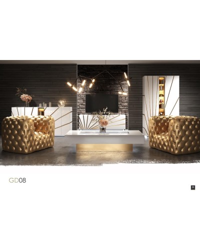 Sillón clásico capitoné oro 397-GD08