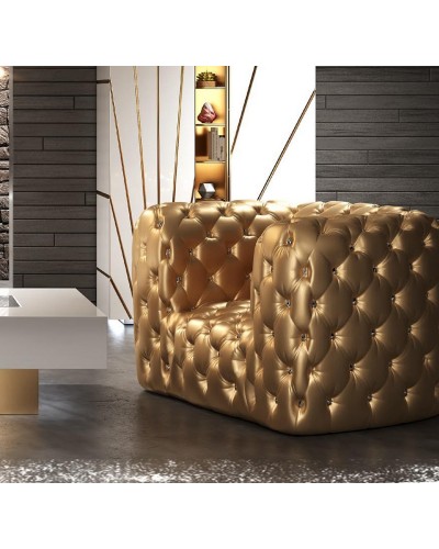 Sillón clásico capitoné oro 397-GD08