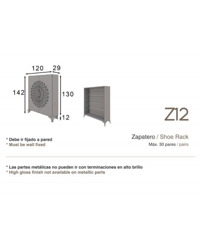 Mueble zapatero moderno lacado alta calidad 397-Z12