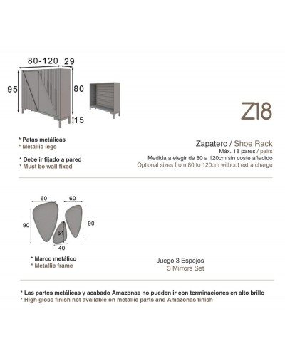 Mueble zapatero moderno lacado alta calidad 397-Z18