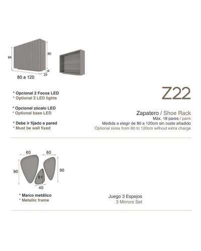 Mueble zapatero moderno lacado alta calidad 397-Z22