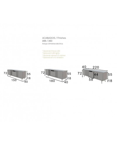 Mueble TV moderno con chimenea 397-CH03