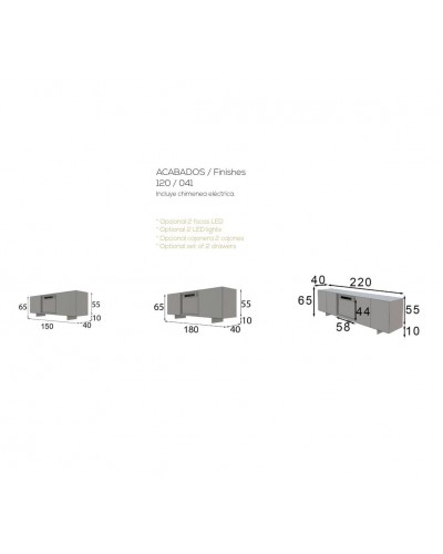 Mueble TV moderno con chimenea 397-CH04