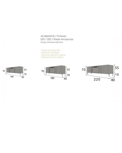 Mueble TV moderno con chimenea 397-CH08