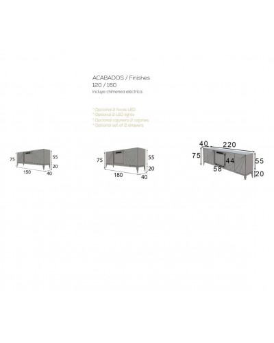 Mueble TV moderno con chimenea 397-CH10