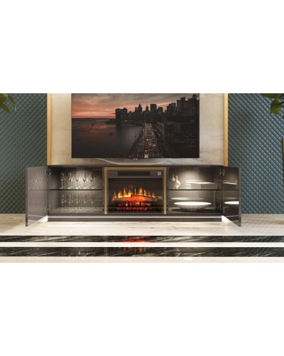 Mueble TV moderno con chimenea 397-CH11