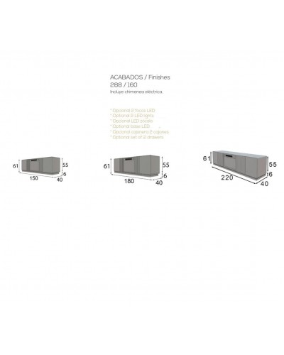 Mueble TV moderno con chimenea 397-CH11