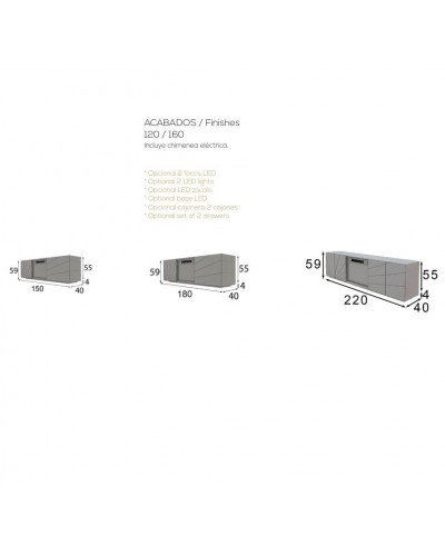Mueble TV moderno con chimenea 397-CH13