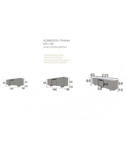 Mueble TV moderno con chimenea 397-CH17